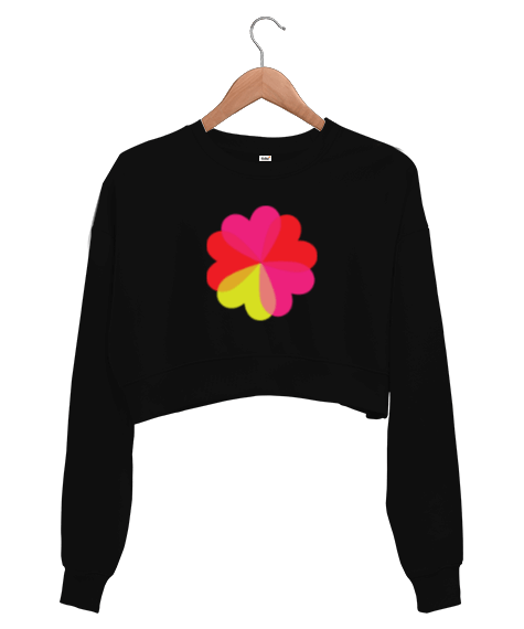 Tisho - çok kalp sweatshirt Kadın Crop Sweatshirt