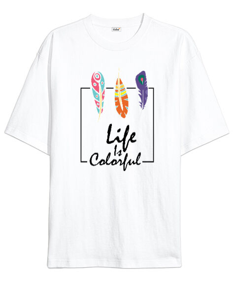 Tisho - Colorful Life Beyaz Oversize Unisex Tişört