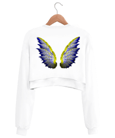 Colorful Wings Kadın Crop Sweatshirt - Thumbnail
