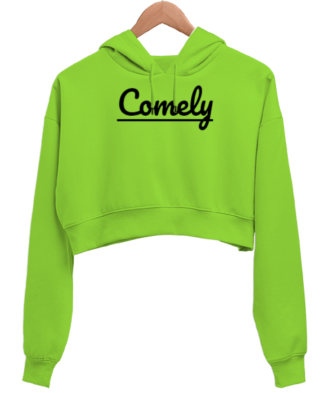 Tisho - comely fıstık yeşili Kadın Crop Hoodie Kapüşonlu Sweatshirt