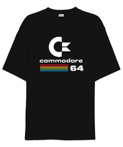 Tisho - Commodore Computer Siyah Oversize Unisex Tişört