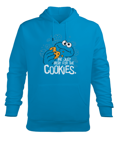 Tisho - Cookie Monster Me Just Here for the Cookies Erkek Kapüşonlu Hoodie Sweatshirt