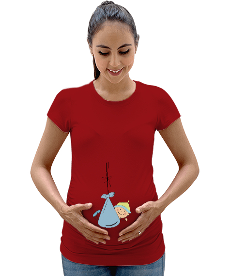 Tisho - Cool Baby - Cool Bebek Kırmızı Kadın Hamile Tişört