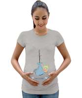 Cool Baby - Cool Bebek V2 Gri Kadın Hamile Tişört - Tisho