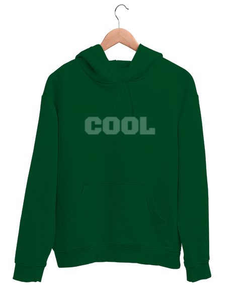 Tisho - Cool Baskılı Çimen Yeşili Unisex Kapşonlu Sweatshirt