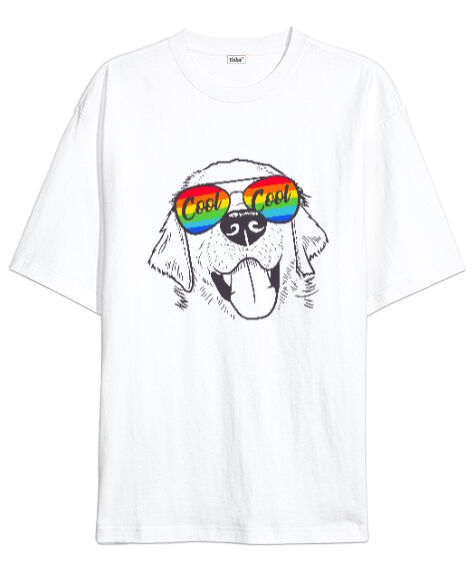 Tisho - Cool Dog Beyaz Oversize Unisex Tişört