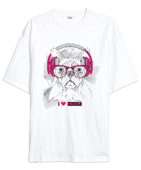 Tisho - Cool Dog V2 Beyaz Oversize Unisex Tişört