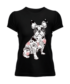 Tisho - Cool Dövmeli French Bulldog Köpek Baskılı Kadın Tişört
