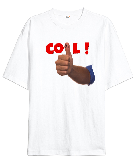 Tisho - Cool - Finger Smile Beyaz Oversize Unisex Tişört