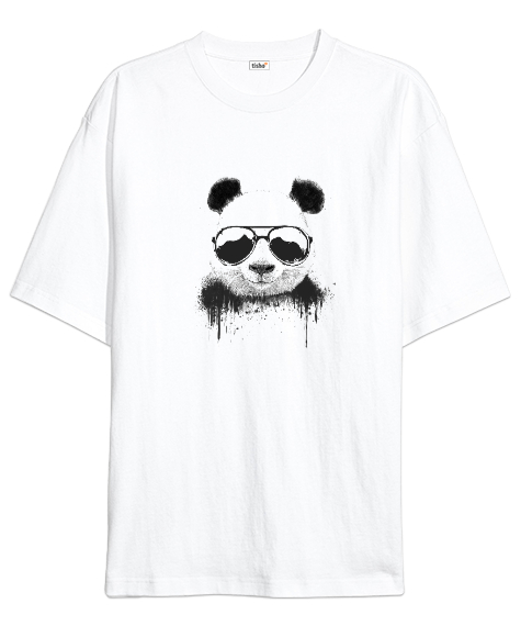 Tisho - Cool Panda Beyaz Oversize Unisex Tişört