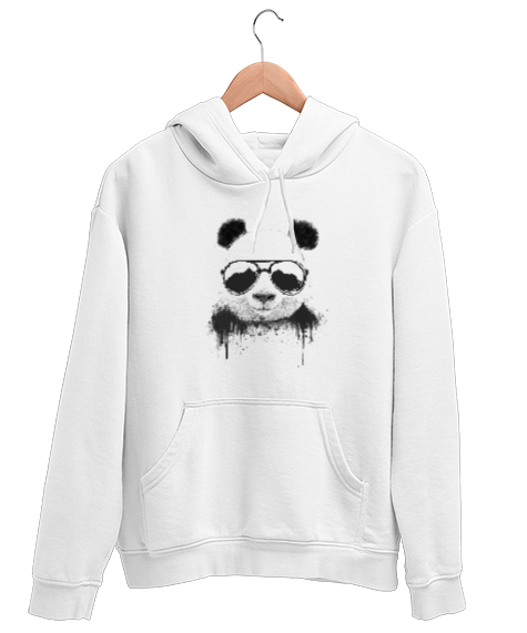 Tisho - Cool Panda Beyaz Unisex Kapşonlu Sweatshirt
