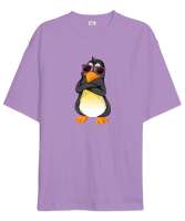 Cool Penguen Lila Oversize Unisex Tişört - Tisho