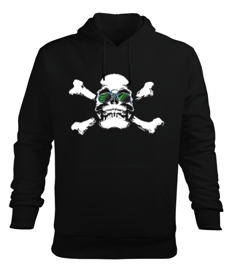 Tisho - Cool Skull - Kafatası Siyah Erkek Kapüşonlu Hoodie Sweatshirt