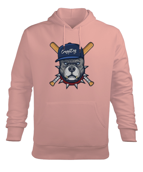 Tisho - Crazy dog baskılı Yavru Ağzı Erkek Kapüşonlu Hoodie Sweatshirt