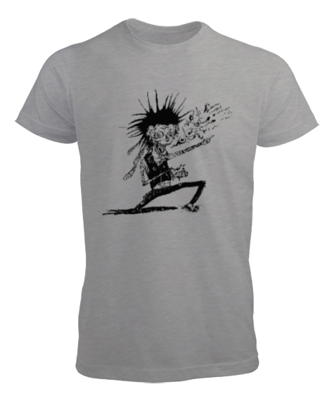 Tisho - Crazy Zombie - Çılgın Zombi Gri Erkek Tişört