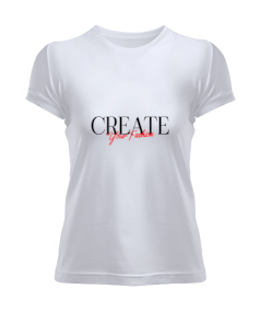 Tisho - Create Your Fashion Baskılı Beyaz Kadın Tişört