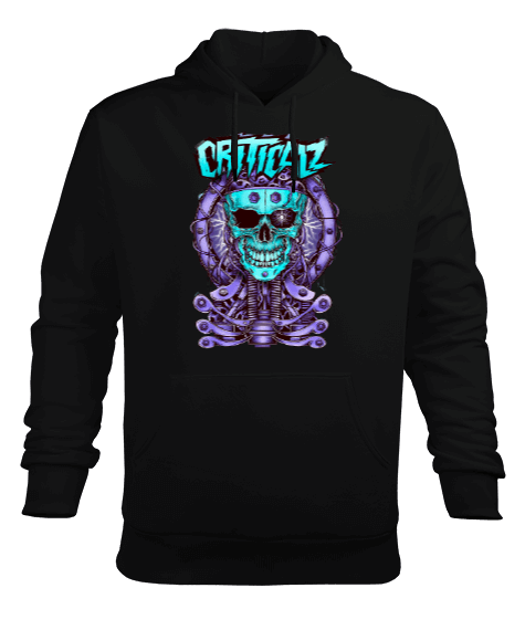 Tisho - Criticalz Tasarım Baskılı Erkek Kapüşonlu Hoodie Sweatshirt