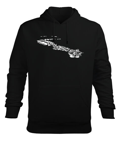 Tisho - Crocodile Siyah Erkek Kapüşonlu Hoodie Sweatshirt