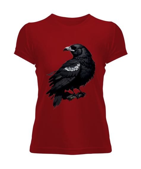 Tisho - crow Kırmızı Kadın Tişört