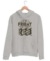Cuma Günü - Friday Gri Unisex Kapşonlu Sweatshirt - Tisho