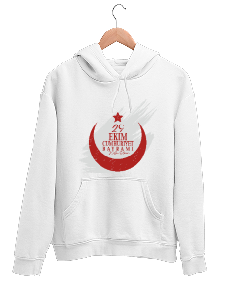 Tisho - cumhuriyet bayramı 29 ekim Beyaz Unisex Kapşonlu Sweatshirt