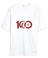 CUMHURİYETİN 100. YILI ANITKABİR GAZİ MUSTAFA KEMAL ATATÜRK TEMALI Beyaz Oversize Unisex Tişört - Tisho