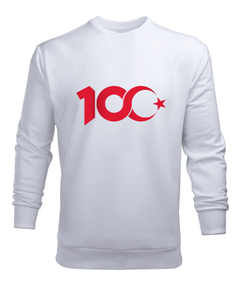 Tisho - Cumhuriyetin 100.yılı Beyaz Erkek Sweatshirt