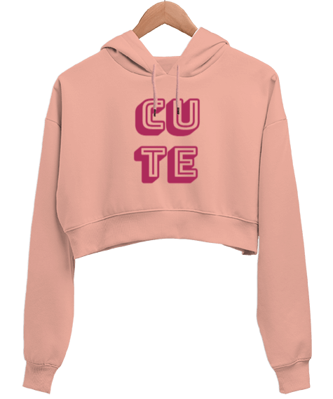 Tisho - CUTE Kadın Crop Hoodie Kapüşonlu Sweatshirt