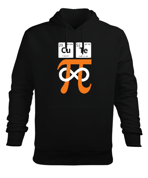 Tisho - Cute Pi Sembolü Siyah Erkek Kapüşonlu Hoodie Sweatshirt