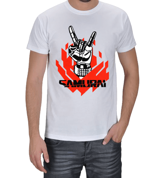 Tisho - Cyberpunk Samurai Beyaz Erkek Tişört