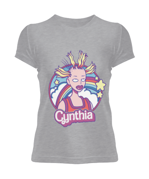 Tisho - Cynthia Baskılı T-shirt Gri Kadın Tişört
