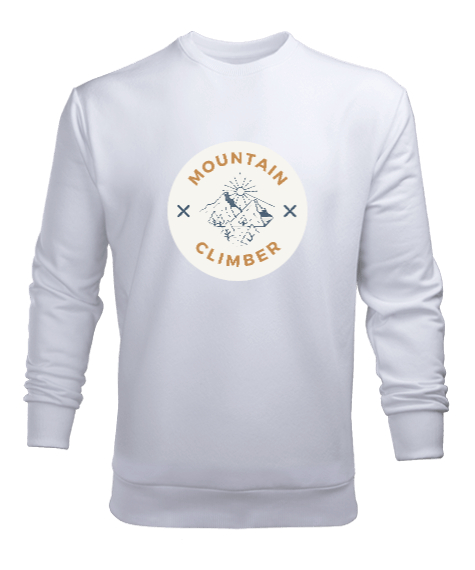 Tisho - Dağ Tırmanışı Dağcılık Özel Tasarım Beyaz Erkek Sweatshirt