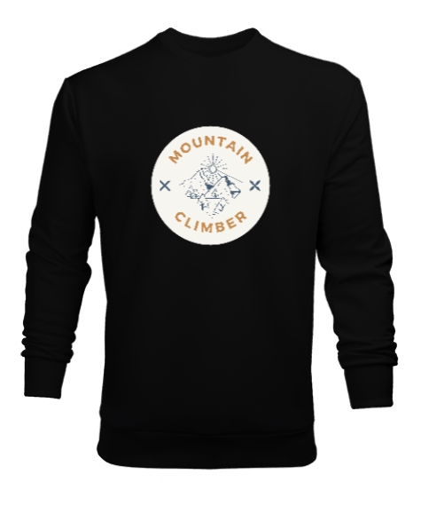 Tisho - Dağ Tırmanışı Dağcılık Özel Tasarım Siyah Erkek Sweatshirt