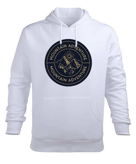 Tisho - Dağ ve Macera Özel Kampçı ve Dağcı Tasarımı Beyaz Erkek Kapüşonlu Hoodie Sweatshirt