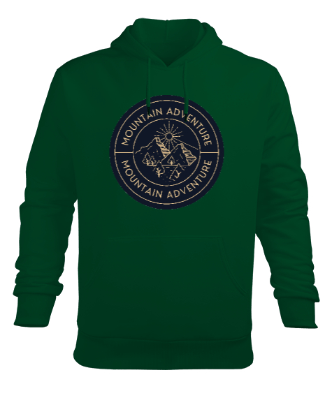 Tisho - Dağ ve Macera Özel Kampçı ve Dağcı Tasarımı Çimen Yeşili Erkek Kapüşonlu Hoodie Sweatshirt