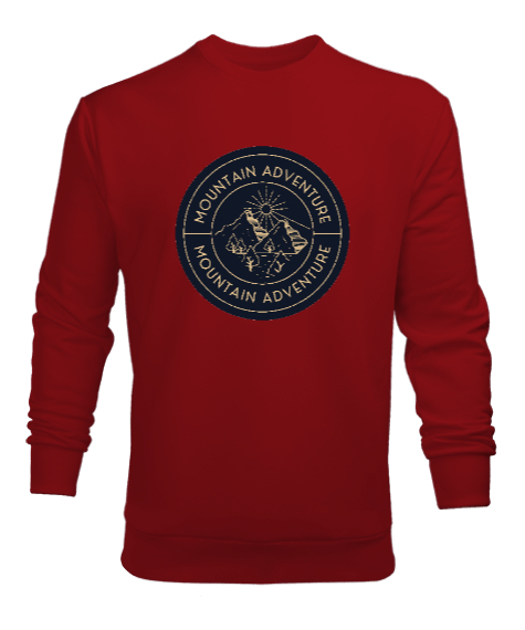 Dağ ve Macera Özel Kampçı ve Dağcı Tasarımı Kırmızı Erkek Sweatshirt