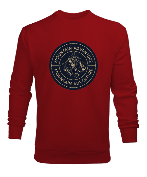 Tisho - Dağ ve Macera Özel Kampçı ve Dağcı Tasarımı Kırmızı Erkek Sweatshirt