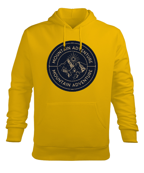 Tisho - Dağ ve Macera Özel Kampçı ve Dağcı Tasarımı Sarı Erkek Kapüşonlu Hoodie Sweatshirt