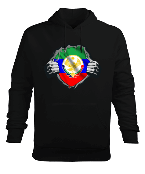 Dağıstan,Dağıstan bayrağı,Dağıstan logosu. Erkek Kapüşonlu Hoodie Sweatshirt - Tisho