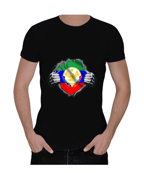 Tisho - Dağıstan,Dağıstan bayrağı,Dağıstan logosu. Erkek Regular Kesim Tişört