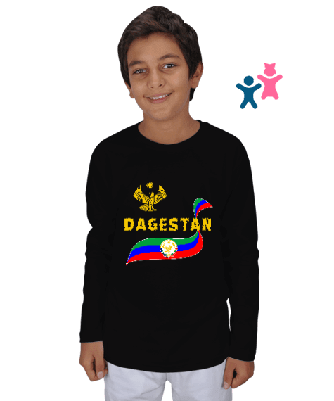 Tisho - Dağıstan,Kafkas,Dağıstan Bayrağı,Dağıstan logosu. Çocuk Unisex Uzunkollu