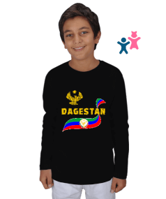Dağıstan,Kafkas,Dağıstan Bayrağı,Dağıstan logosu. Çocuk Unisex Uzunkollu - Tisho