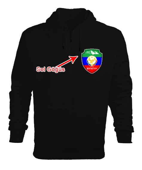 Dağıstan,Kafkas,Dağıstan Bayrağı,Dağıstan logosu. Erkek Kapşonlu Fermuarlı - Tisho