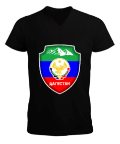 Dağıstan,Kafkas,Dağıstan Bayrağı,Dağıstan logosu. Erkek Kısa Kol V Yaka Tişört - Tisho