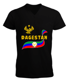 Dağıstan,Kafkas,Dağıstan Bayrağı,Dağıstan logosu. Erkek Kısa Kol V Yaka Tişört - Tisho
