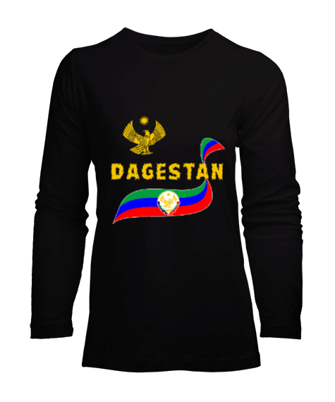 Tisho - Dağıstan,Kafkas,Dağıstan Bayrağı,Dağıstan logosu. Kadın Uzun Kol Tişört