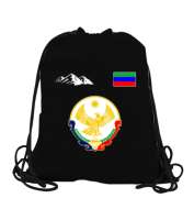 Dağıstan,Kafkas,Dağıstan Bayrağı,Dağıstan logosu. Siyah Büzgülü Spor Çanta - Tisho