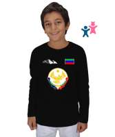 Dağıstan,Kafkas,Dağıstan Bayrağı,Dağıstan logosu. Siyah Çocuk Unisex Uzunkollu - Tisho