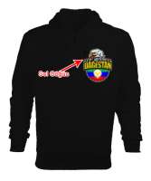 Dağıstan,Kafkas,Dağıstan Bayrağı,Dağıstan logosu. Siyah Erkek Kapşonlu Fermuarlı - Tisho