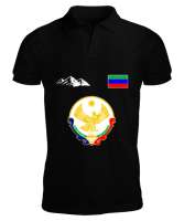 Dağıstan,Kafkas,Dağıstan Bayrağı,Dağıstan logosu. Siyah Erkek Kısa Kol Polo Yaka - Tisho